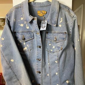NWT Throwback Torrid Denim Splatter Jacket